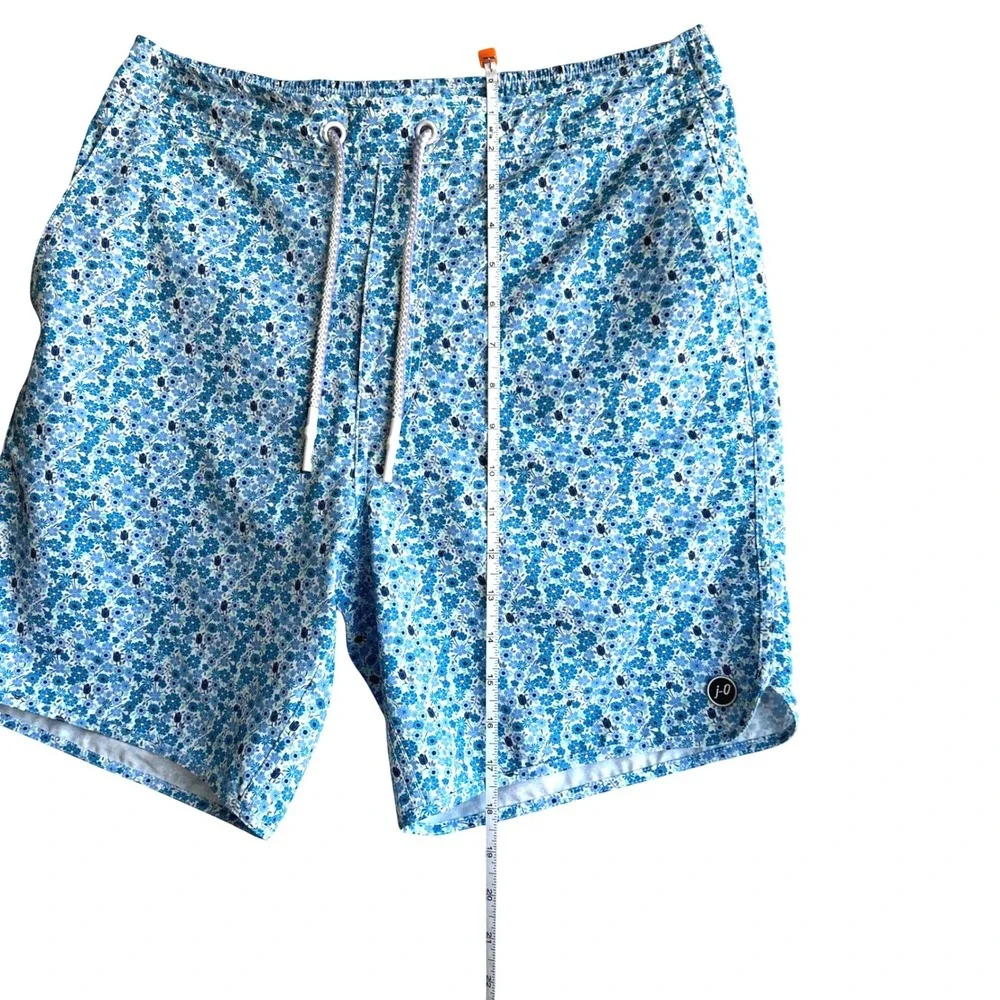 Johnnie-O Mens Blue Floral Swim Trunks Elastic Waist Mesh Lined Size S Small